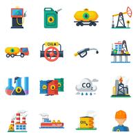 Conjunto de iconos de la industria de petróleo vector