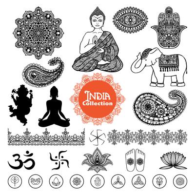Hand Drawn  India Design Elements Set