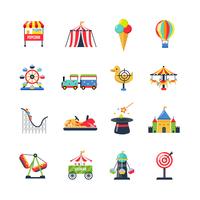 Flat Color Isolated Amusement Park Icons vector