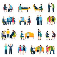 Counseling Support Group Flat Icons Set