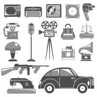 Retro Black White Objects Set vector