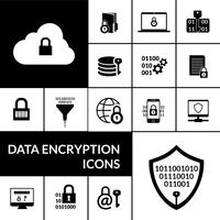 Data Encryption Black Icons Composition Banner  vector