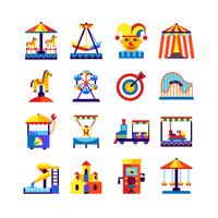 Conjunto de iconos de parque de atracciones vector