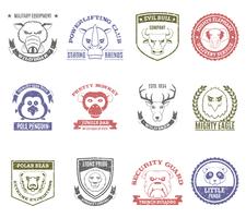 Conjunto de sellos de animales salvajes vector