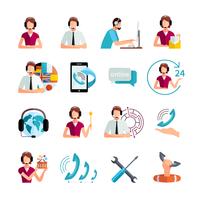 Customer Support Service Flat Icons Set vector