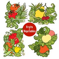 Ornamental fruits and vegetables compositions set 