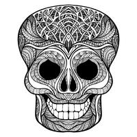 Decorative skull black doodle icon vector