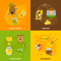 Conjunto de iconos de miel y abejas vector