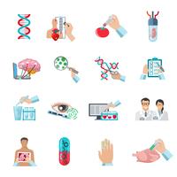 Flat Color Biotechnology Icons Set vector