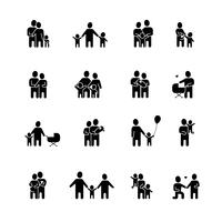 Family Black White Icons Set vector