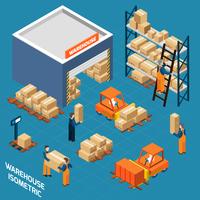 Warehouse Isometric Icons Concept vector