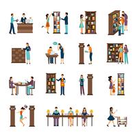People In Library Icon Set