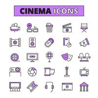 Cinema symbols outlined icons set vector