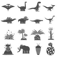 Dinosaurs Black Set vector