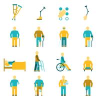 People With Disabilities Icons Set vector