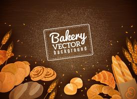Backery Fresh Bread Dark Wood Background vector