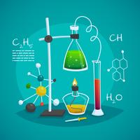 Concepto de diseño de espacio de trabajo de laboratorio químico vector