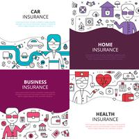 Insurance 4 linear design icons square vector