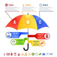 Conjunto de infografías de paraguas vector