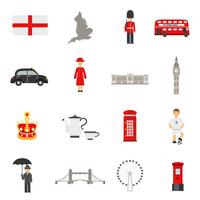 English Culture Flat Icons Collections