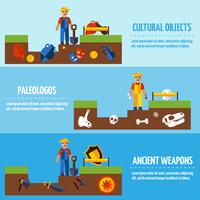 Flat Color  Archeology Banners Set   vector