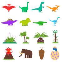 Set de dinosaurios planos vector