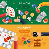 Gambling games flat banners set vector