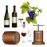 Colección de iconos de vino planos vector