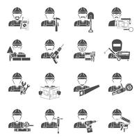 Conjunto de iconos de trabajador negro vector