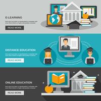 Conjunto de banners de e-learning vector