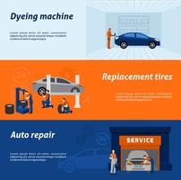 Auto mechanic 3 flat banners set vector