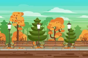 Game seamless autumn landscape park background vector