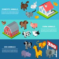 Isometric Animals Banners vector