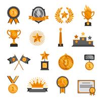 Conjunto de iconos de trofeos y premios vector