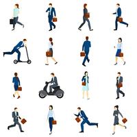 Businesspeople Going To Work Flat Icons  Set vector