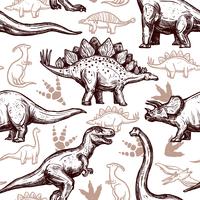Dinosaurs footprints seamless pattern two-color doodle