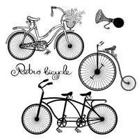 Set de bicicletas retro vector