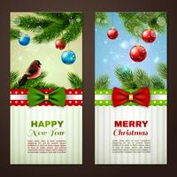Conjunto de banners 2 tarjetas de navidad. vector
