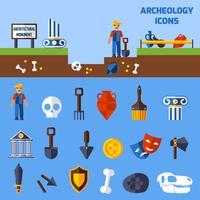 Conjunto de iconos de arqueología vector