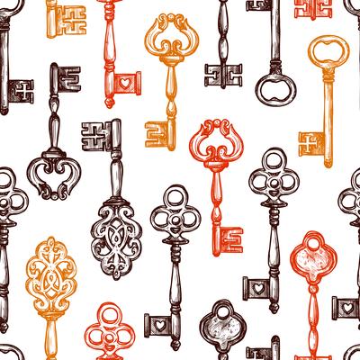 Vintage Key Seamless Pattern