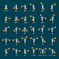 Semaphore Alphabet Icons Set vector