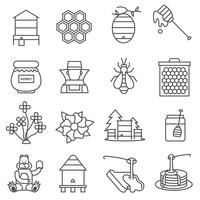 Honey Line Icons set vector