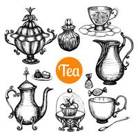 Hand Drawn Retro Tea Set vector