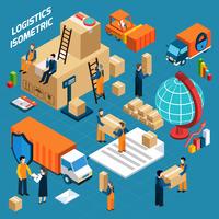   Isometric Warehouse Logistics Concept vector