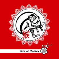 Year Of Monkey Postcard vector