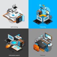 Conjunto isométrico de e-learning vector