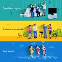 Friends buddies 3 horizontal banners set vector