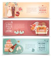 Banners planos concepto de boda conjunto vector