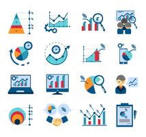 Data analysis flat icons collection vector