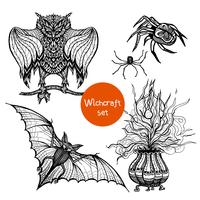 Witchcraft Doodle Set vector